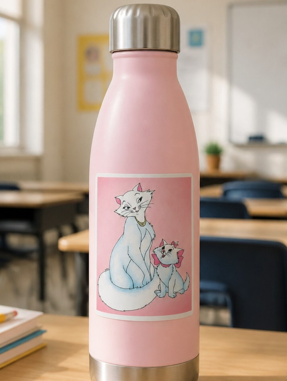Disney Aristocats Duchess Marie Sticker Pink Retro Kawaii White Cat Vinyl Decal